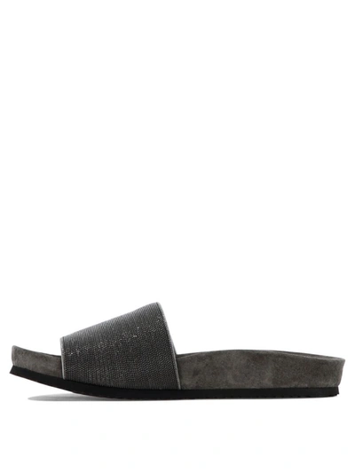 Shop Brunello Cucinelli "precious" Sandals In Grey