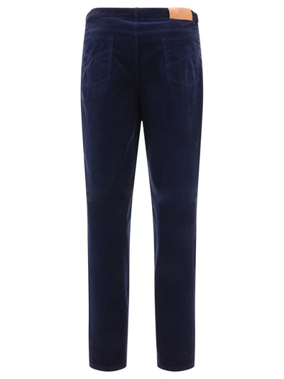 Shop Brunello Cucinelli Garment-dyed Trousers In Blue