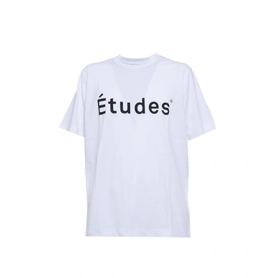 Shop Etudes Studio Études White Cotton Wonder T-shirt With Logo Print Etudes