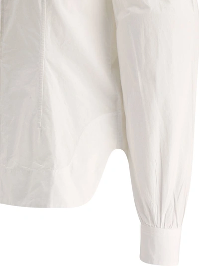 Shop Ganni Ruffled Poplin Shirt In White