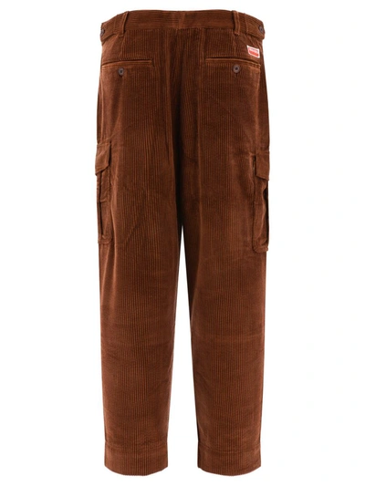 Shop Kenzo Corduroy Cargo Trousers In Brown