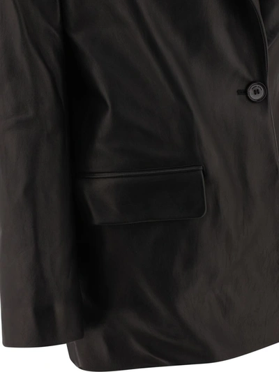 Shop Magda Butrym Oversized Leather Blazer In Black