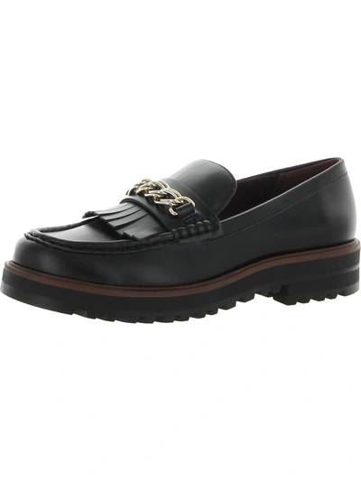 Shop Franco Sarto Limit Moc Womens Faux Leather Chain Loafers In Black