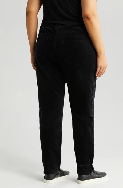 Shop Eileen Fisher High Waist Slim Straight Leg Velveteen Jeans In Black