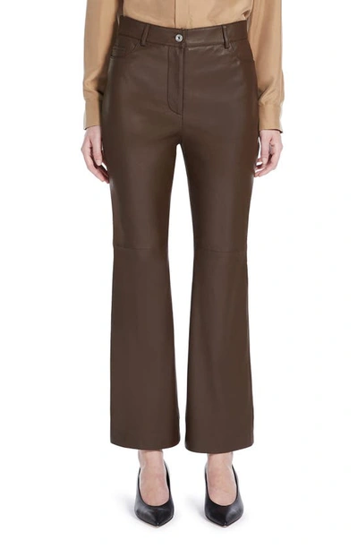 Shop Weekend Max Mara Nectar Leather Bootcut Pants In Chocolate