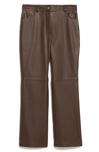 Shop Weekend Max Mara Nectar Leather Bootcut Pants In Chocolate