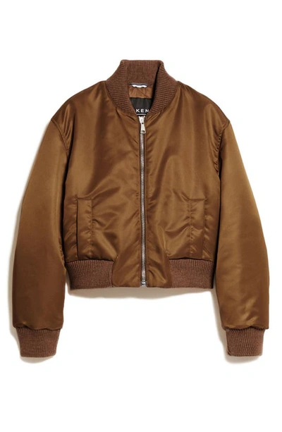 Weekend Max Mara Ribbed-trim Cropped Bomber Jacket In Tobacco