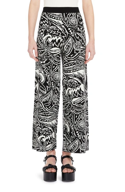 Shop Weekend Max Mara Lince Wide Leg Knit Pants In Black/ White