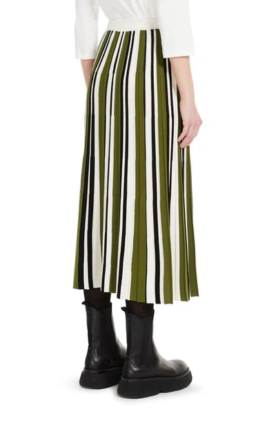 Shop Weekend Max Mara Editta Stripe Pleated Skirt In Green