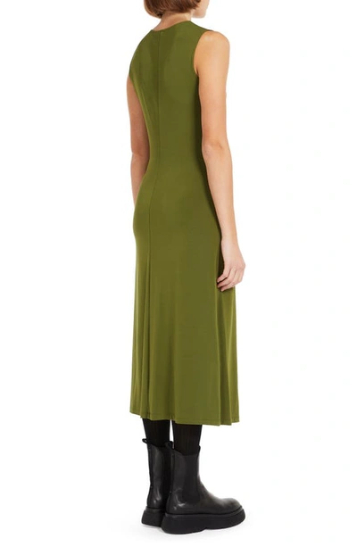 Shop Weekend Max Mara Palmas Ruched Sleeveless Midi Dress In Green