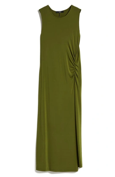 Shop Weekend Max Mara Palmas Ruched Sleeveless Midi Dress In Green