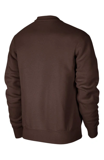 Shop Nike Club Crewneck Sweatshirt In Baroque Brown/ White