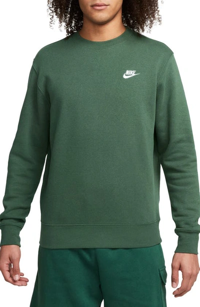 Shop Nike Club Crewneck Sweatshirt In Fir/ White
