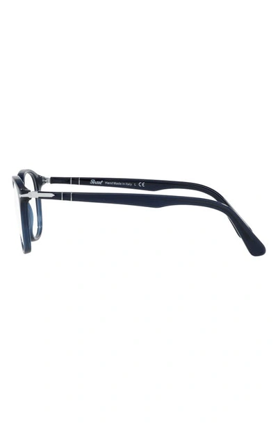 Persol 49mm Rectangular Optical Glasses In Trans Blue