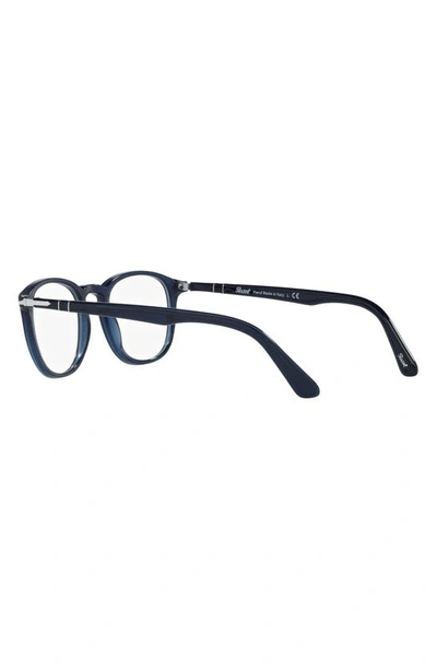 Persol 49mm Rectangular Optical Glasses In Trans Blue