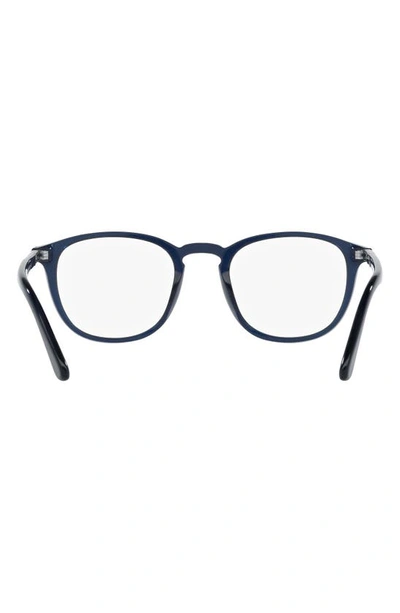 Persol 49mm Rectangular Optical Glasses In Trans Blue