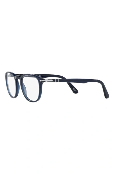 Persol 49mm Rectangular Optical Glasses In Trans Blue