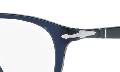 Persol 49mm Rectangular Optical Glasses In Trans Blue