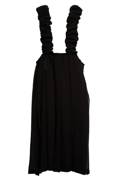 Shop Comme Des Garçons Comme Des Garçons Ruched Strap Georgette Pinafore Dress In Black