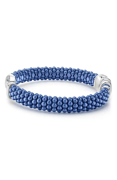 Lagos Sterling Silver Ceramic Caviar & Diamond Circle Bracelet In Marine