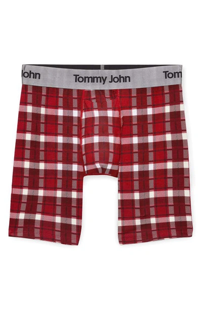 Shop Tommy John Second Skin 6-inch Boxer Briefs In Emboldened Red Fireplace Plaid