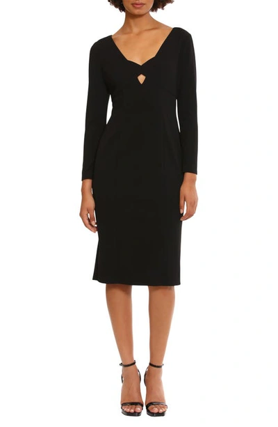 Shop Donna Morgan For Maggy Keyhole Long Sleeve Sheath Dress In Black