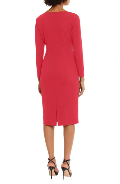 Donna Morgan Keyhole Long Sleeve Sheath Dress In Barbados Cherry