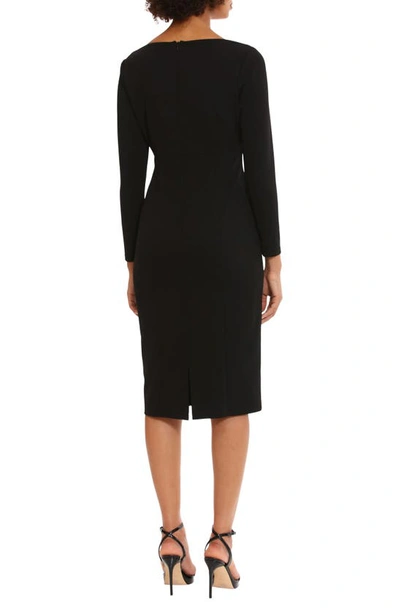 Shop Donna Morgan For Maggy Keyhole Long Sleeve Sheath Dress In Black