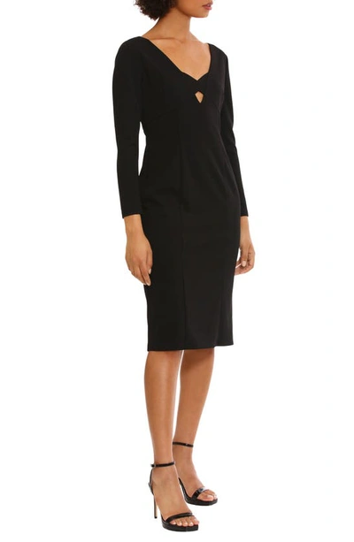 Shop Donna Morgan For Maggy Keyhole Long Sleeve Sheath Dress In Black