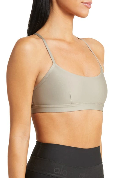 Shop Alo Yoga Airlift Intrigue Bra In Gravel