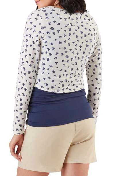 Shop Stowaway Collection Long Sleeve Crop Maternity/nursing Top In Ivory