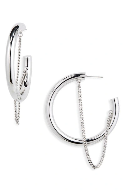 Shop Demarson Miley Chain Detail Hoop Earrings In Shiny Iridescent