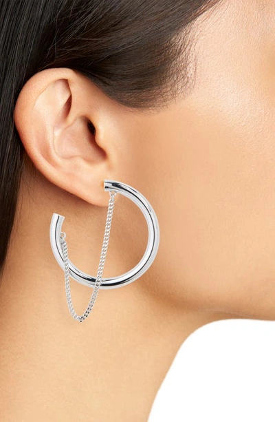 Shop Demarson Miley Chain Detail Hoop Earrings In Shiny Iridescent
