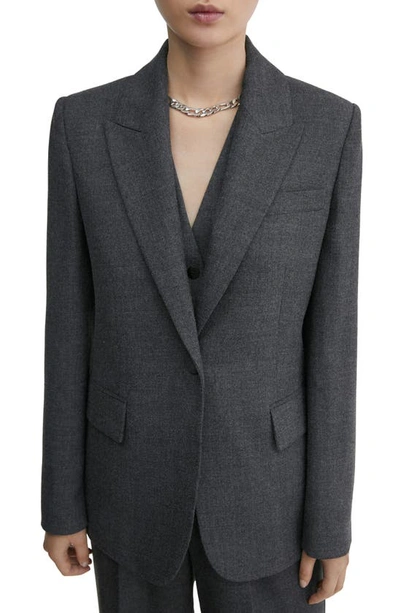 Mango Women's Structured Suit Blazer In Medium Heather Grey