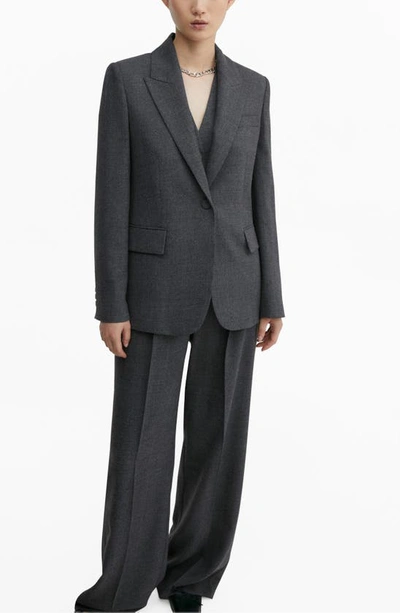 Mango Women's Structured Suit Blazer In Medium Heather Grey