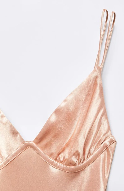 Mango Open Back Satin Slipdress In Light Pink