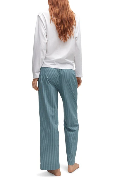 Mango Stripe Cotton Pajamas In Indigo Blue