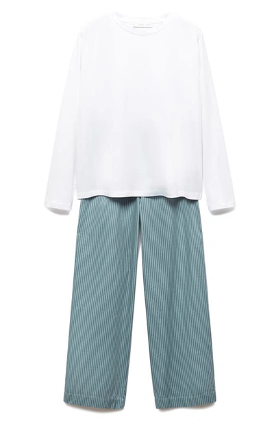 Mango Stripe Cotton Pajamas In Indigo Blue