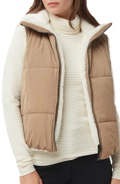 Shop Alp N Rock Sonja Reversible Quilted & Faux Shearling Vest In Dark Khaki