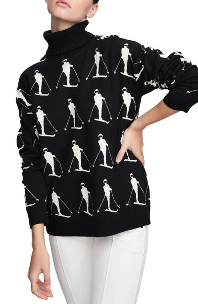 Shop Alp N Rock Dani Skier Jacquard Organic Cotton Blend Turtleneck Sweater In Black
