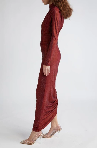 Shop Cult Gaia Kumasi Sequin Long Sleeve Cutout Asymmetric Gown In Burgundy