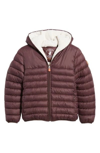 Shop Save The Duck Kids' Leci Puffer Jacket In Burgundy Black