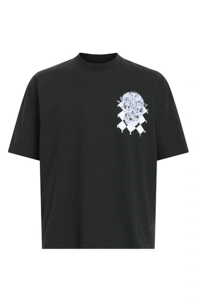 Shop Allsaints Grid Graphic T-shirt In Jet Black