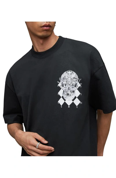 Shop Allsaints Grid Graphic T-shirt In Jet Black