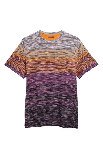 Shop Missoni Space Dye Stripe Cotton T-shirt In Multi Violet/ Red Space Dyed