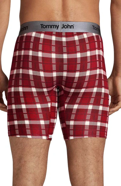 Shop Tommy John Second Skin 8-inch Boxer Briefs In Emboldened Red Fireplace Plaid