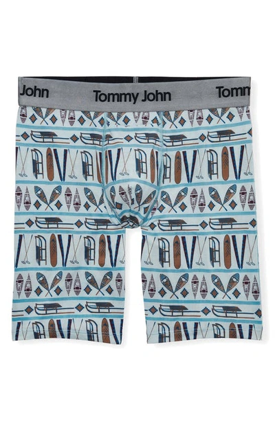 Shop Tommy John Second Skin 8-inch Boxer Briefs In Ice Blue Winter On The Hill