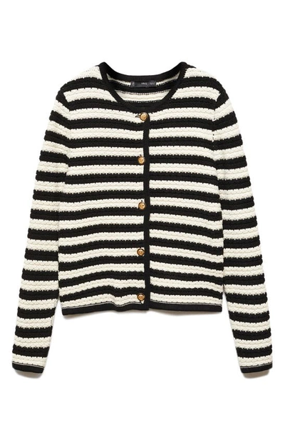 Shop Mango Stripe Cardigan In Off White