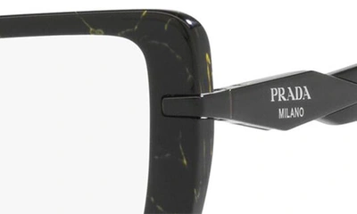 Shop Prada 53mm Square Optical Glasses In Black Marble