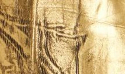 Shop Dries Van Noten Benos Asymmetric Metallic Coated Wool Blazer In Gold Anthracite